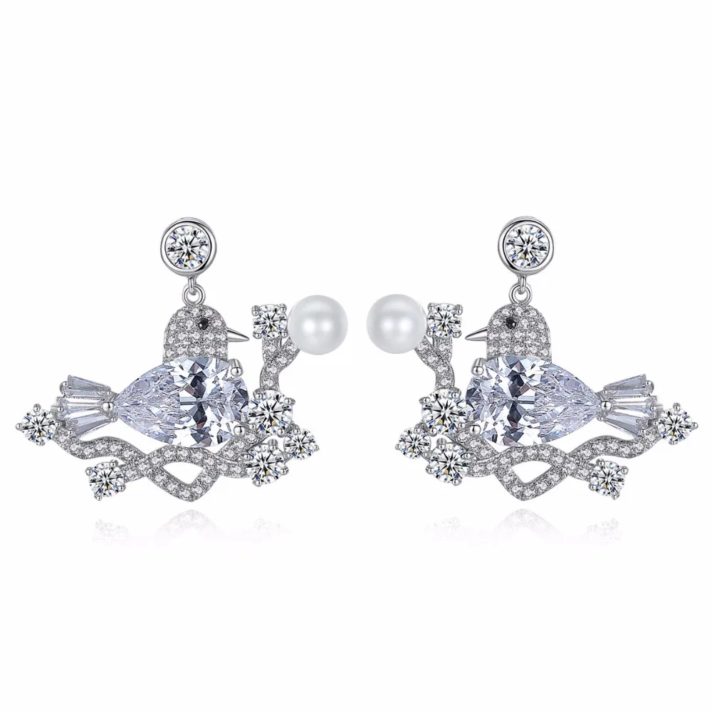 New Unique Design Bird Stud Earrings With Pearl Cute Fashion For Girl Woman | Украшения и аксессуары