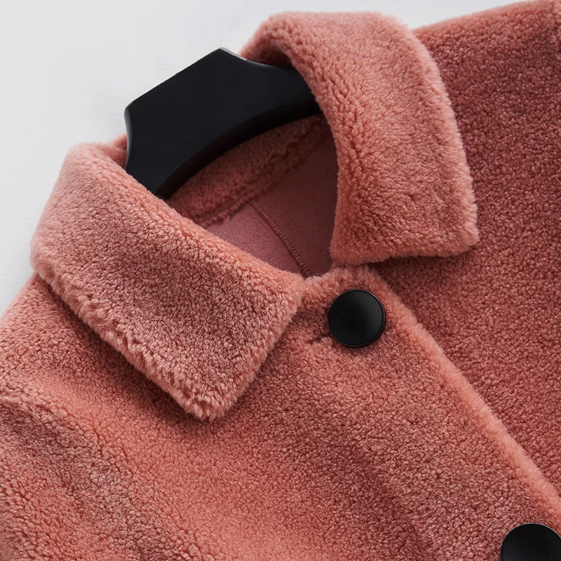 Beige Fourrure Hiver xiyouse 100Laine Manteau Zt1617 Coréennes Daim luohuangse Tops En De Moutons Mouton Doublure Automne Femme Peau Femmes Veste Vintage 8vnOmN0w