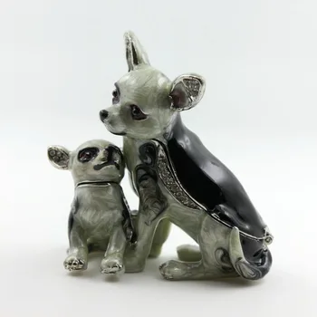 

Smart Home Decorative Box Trinket Box Pewter Handmade Jewelry Box Dog Mother and Son