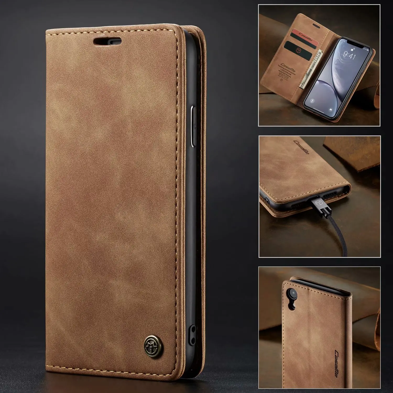 

CaseMe Retro Leather Case For iPhone XR X Max Luxury Magnetic Card Holder Wallet Cover For iPhone X XS XR 8 7 6 6s Plus Case