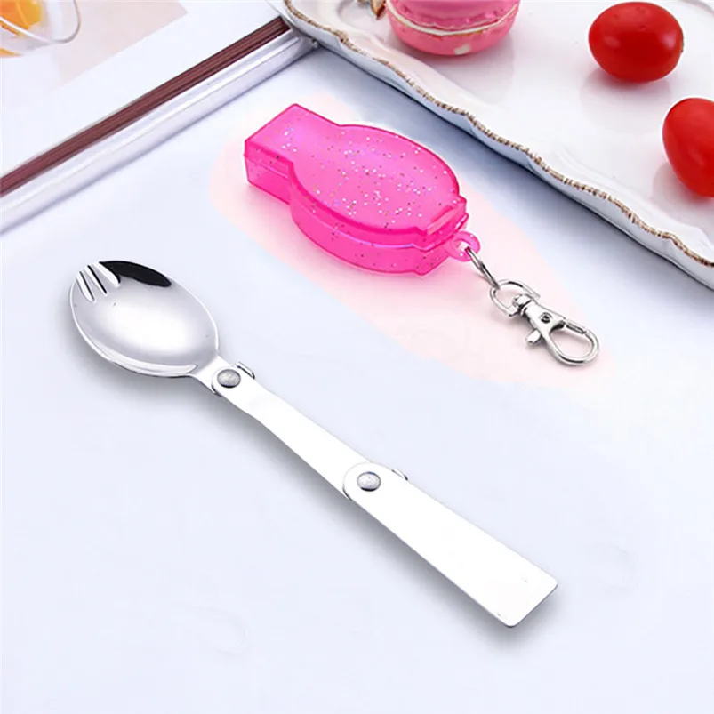 Outdoor Folding Fork Travel Camping Utensil Stainless Pocket Spoon Fork Kitchen Accessories Dinner Dessert Fruit Fork 20JY1703