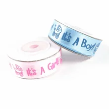 15 yard/roll Creative It is a Boy Girl Printed Ribbon Baby Shower Christening Satin Ribbon Gift Packing Crafts Christmas Ribbons