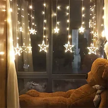 2.5M LED Christmas Light AC220V EU Romantic Fairy LED Curtain Star String Lights For Holiday Wedding Garland Party Decoration цена 2.5M LED Christmas Light AC220V EU Romantic Fairy LED Curtain Star String Lights For Holiday Wedding Garland Party Decoration цены онлайн
