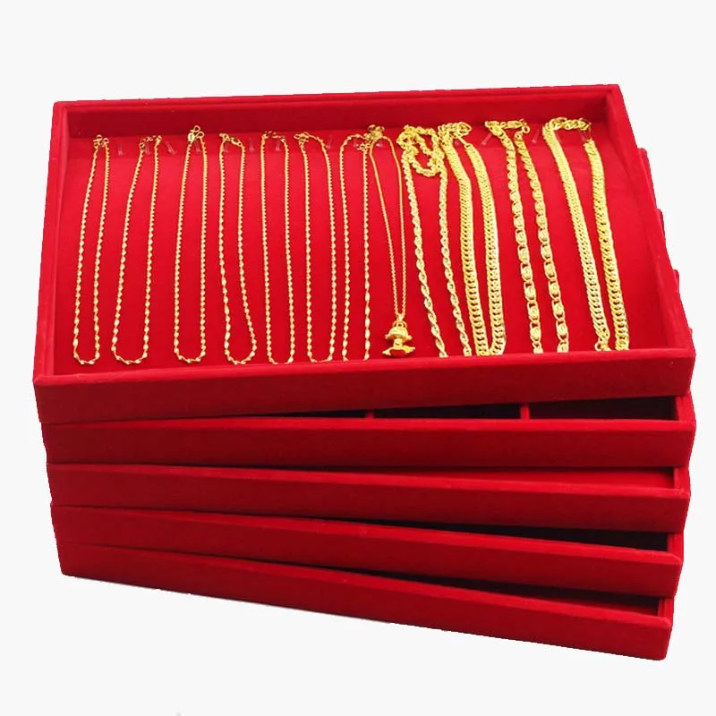 Retail Portable Jewelry Box Red Velvet Jewelry Display Container Bead
