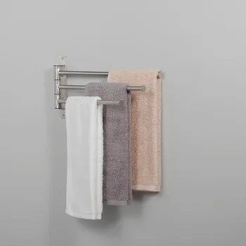 

ANHO Stainless Steel Towel Holder Bathroom Rotating Three Sticks Towel Rack Movable Bath Towel Hanger