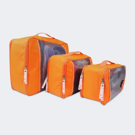 BUBM 3 комплекта упаковочные кубики traval мешок туалетных принадлежностей Макияж сумка одежды, получающих сумка большая емкость серо-голубые розы желтый orange - Цвет: Orange