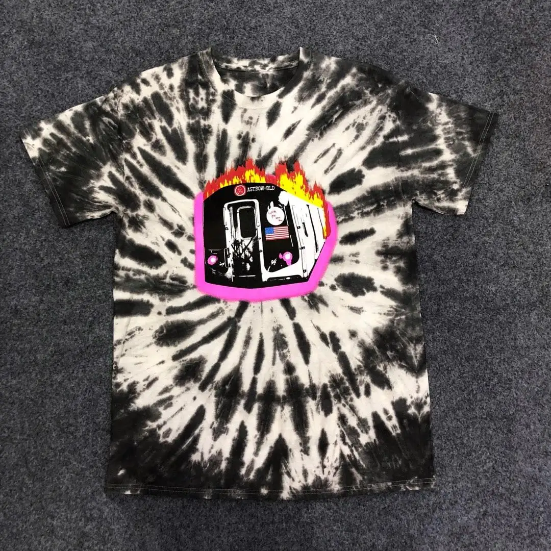 19SS с изображением Трэвиса Скотта Astroworld футболка 1:1 высокого качества с смайликом футболка цветная футболка уличного рынка хип хоп ASTROWORLD Футболка Топ