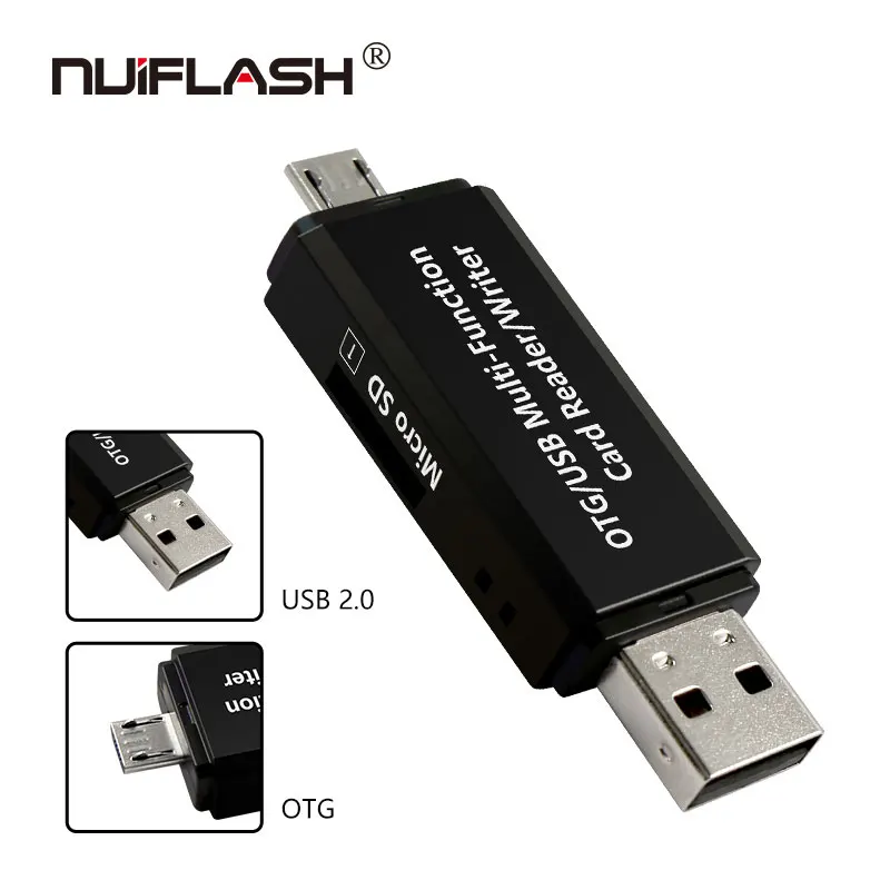 Карты памяти Nuiflash считывающее устройство Micro USB OTG к USB 2,0 адаптер SD кард-ридер для Android телефон планшетный ПК