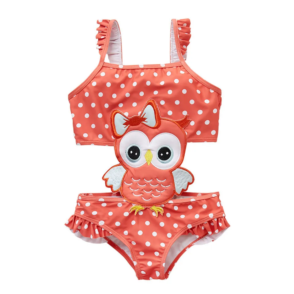 Baby Girl Swimsuit Ruffle White Dot One Pieces Swimwear Red Bathing Suit