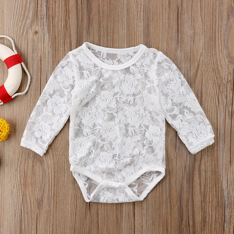 Кружевное боди с длинным рукавом для новорожденных 0 18 месяцев|baby girls lace bodysuit|bodysuit