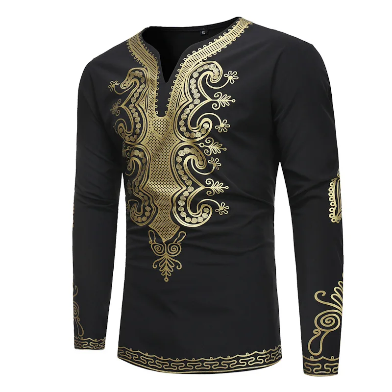 African Clothing Tee Shirt Homme 2020 Brand New African Dashiki Traditional Dashiki Maxi Man Shirt Men Long Sleeve T-shirt Male african pants