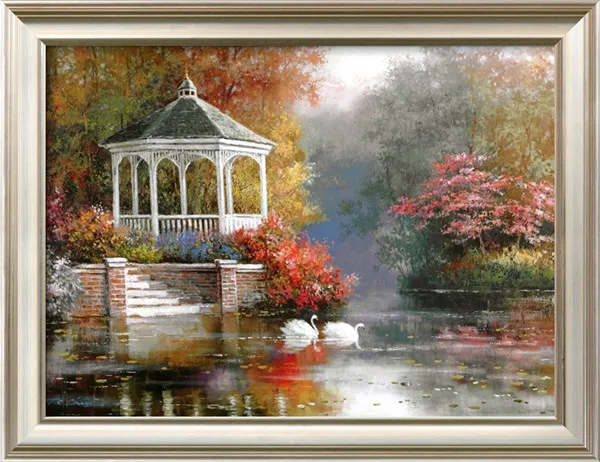 

New Needlework Crafts 14CT Counted Unprinted Park Hurst Scenery Lake Swan For Embroidery DIY Quality Cross Stitch Kits Arts