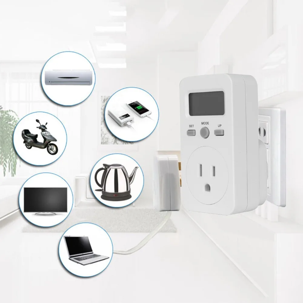 

Digital Power Meter Plug-in Socket Electric Wattmeter Energy Monitor Meter LCD Display Household Measuring Outlet Analyzer