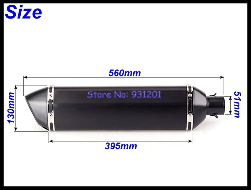 Впускной 51 мм Глушитель для мотоцикла выхлопной трубы Универсальный 560 мм Глушитель для мотоцикла выхлопной трубы для Tmax 500/530 и т. д