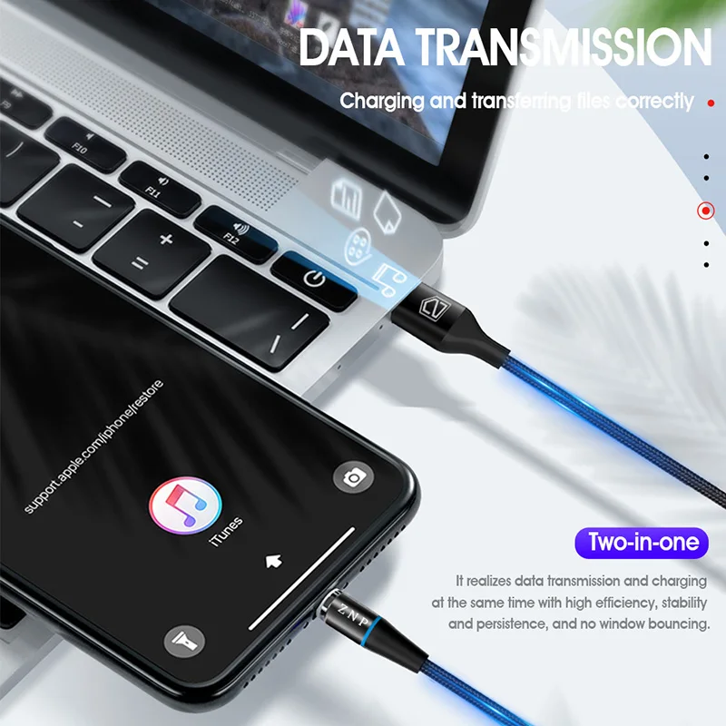 ZNP 3A USB مغناطيسي صغير كابل ل فون سامسونج نوع C شحن تهمة المغناطيس مهايئ شاحن USB نوع-C الهاتف المحمول الكابلات
