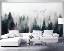 beibehang 3d wallpaper Modern fresh foggy forest clouds flying birds Nordic TV background wallpaper living room bedroom murals nordic minimal elk flying birds forest custom wallpaper living room tv backdrop sofa wall bedroom murals papel de parede