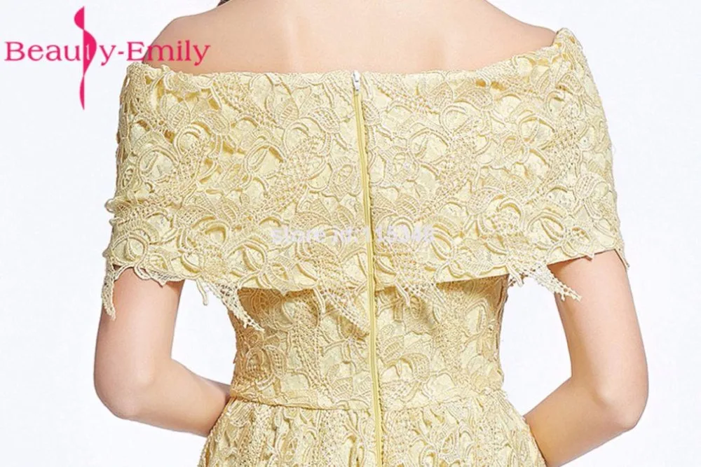 Beauty Emily Fairy like light yellow Evening Dress A-line Off the Shoulder lace Prom Gown Vestido De Festa Formal Party Dresses