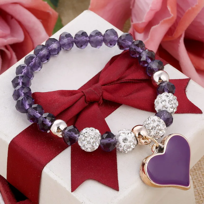 ZOSHI романтические винтажные браслеты для женщин, браслеты с подвеской в виде сердца с блестящими хрустальными бусинами, подходят для браслетов Pan, ювелирные изделия