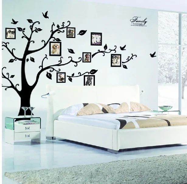 Семья фоторамка Летящие птицы дерево Наклейки на стены искусства дома украшения гостиной настенные наклейки, плакаты для спальни ПВХ Наклейка на стену