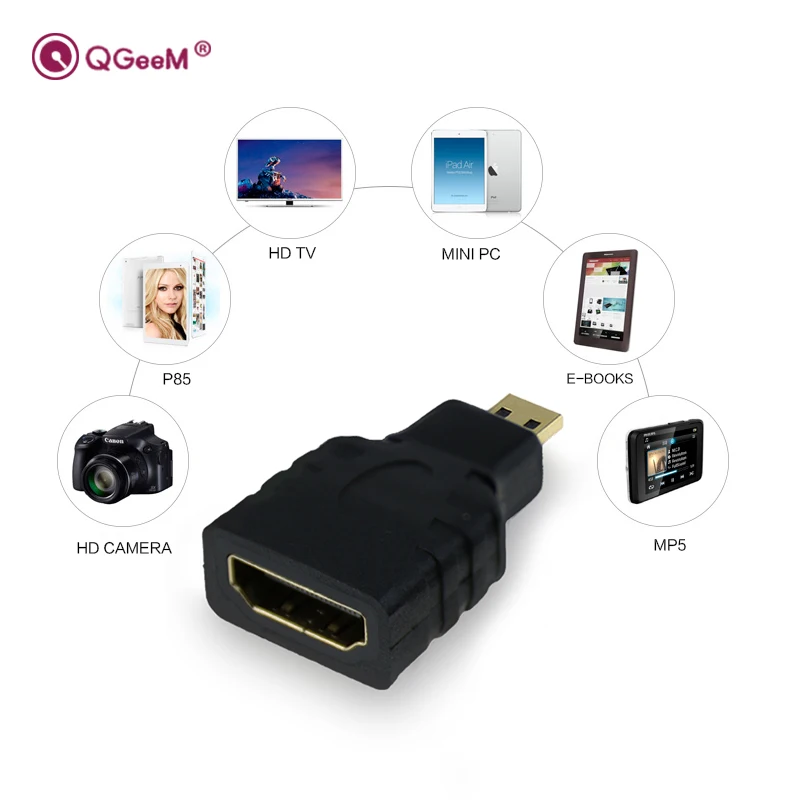 Адаптер конвертер QGeeM MINI HDMI штекер гнездо 1080 P 2K 4K для мини ПК HDTV HD камеры 5504|mini hdmi|to
