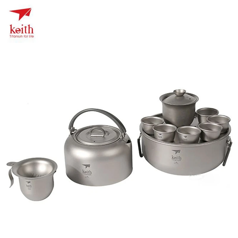 

Ti3900 Keith Pure Titanium Chinese Kung Fu Tea Set Outdoor Camping Portable Teapot High-end No Tea Stain Travel Tea Set