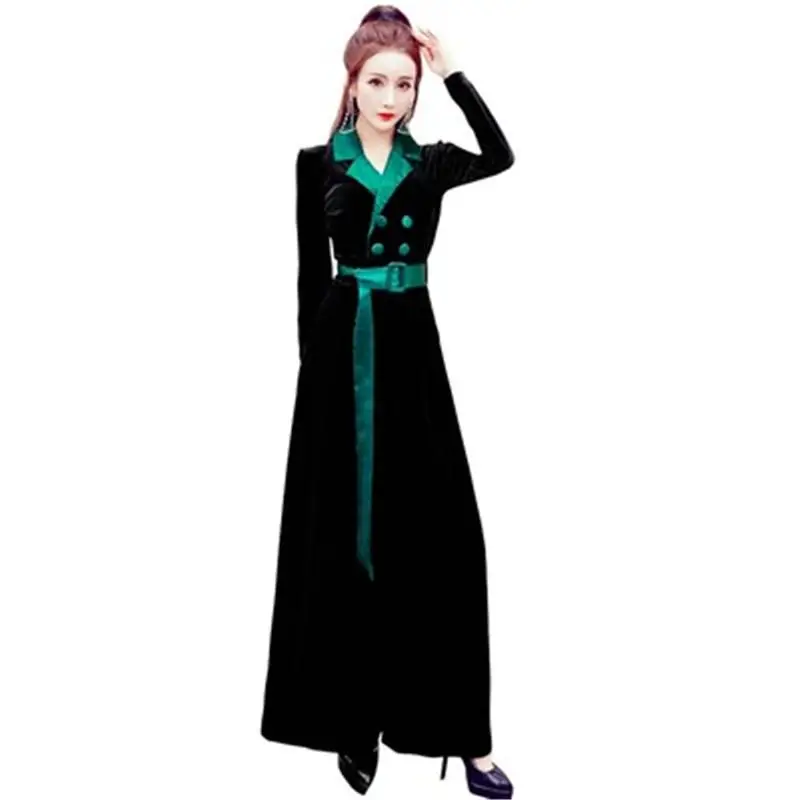 

2019 Spring Autumn Women Elegant Gold Velvet Solid Jumpsuit Female Sashes Slim Vintage Romper Lady OL Wide Leg Overall Z317
