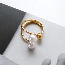 Bing Tu золото, серебристый цвет регулируемый кольца для женщин круглый искусственный жемчуг кольцо на палец для вечеринки ювелирные изделия bague femme