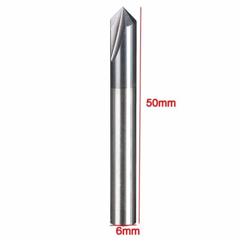 Mayitr 6mm Chamfer End Mill 90 Degree Cutter Router Bit Tool 2 Flutes HRC45 Carbide Tungsten Steel Coating Angle Milling Cutter
