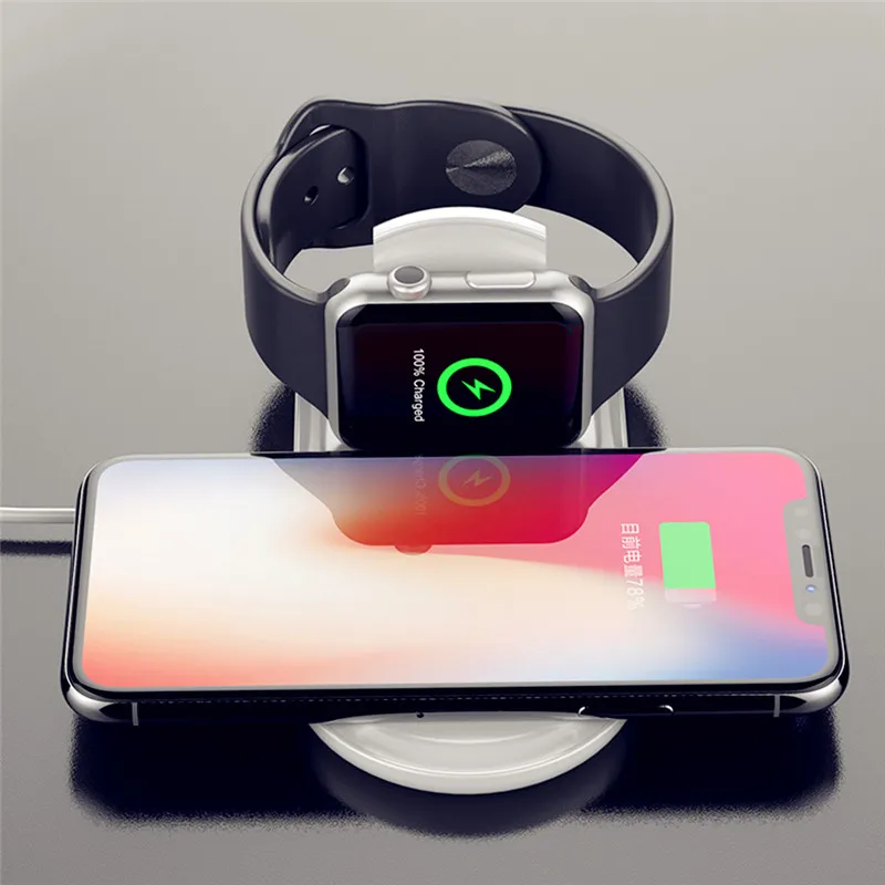 Новинка 2 в 1 Быстрая Зарядка Qi Беспроводное зарядное устройство для Apple Watch 1 2 3 4 для IPhone XS Max XR X Xs 8 Plus 8 для samsung S9 S8 Note 9