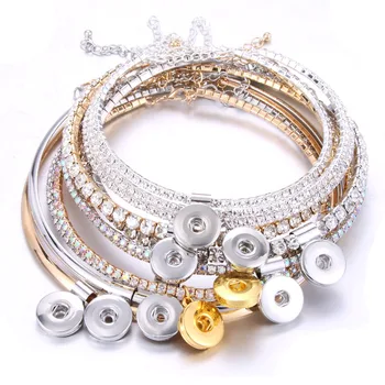 

Elasticity Adjustable Crystal Choker Snap Jewelry Women's Classic Torques Fit 18mm Snap Button Necklaces & Pendants DIY Jewelry