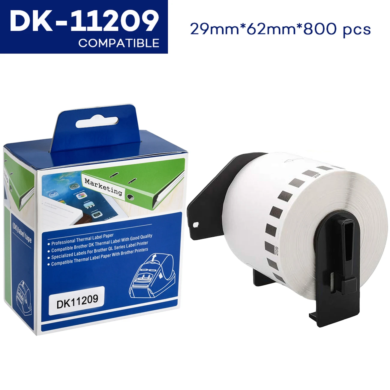 CIDY 5 рулонов DK-1209, совместимые с Brother Labels DK-11209 DK 1209 DK 209 штампованные стандартные адресные этикетки для QL570 QL700