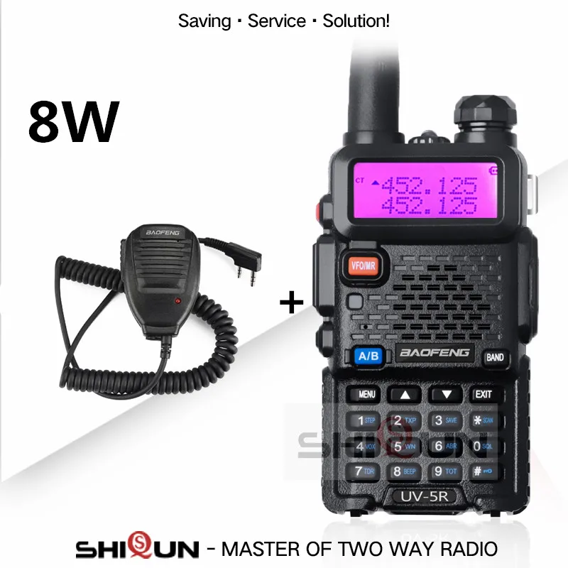 Обновление 8 Вт UV-5R иди и болтай Walkie Talkie “иди и 10 км Baofeng uv5r рация для охоты Ham Радио uv 5r Baofeng UV-9R UV-82 UV-8HX UV-XR - Цвет: Add Mic Sp.