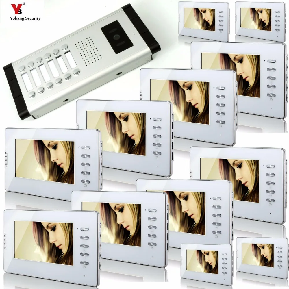 Yobang Security 7 inch Color Wired Video Doorbell Door Chime,Rainproof Door Phone For 12 White Units Villa Apartment Intercom Yobang Security 7 inch Color Wired Video Doorbell Door Chime,Rainproof Door Phone For 12 White Units Villa Apartment Intercom