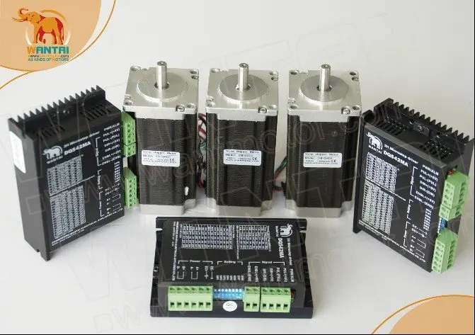 Топ рекомендую! Wantai 3 оси Nema 23 шаговый двигатель 57BYGH115 003B 425oz in + Драйвер DQ542MA128mic 50В