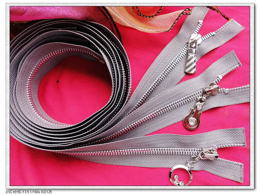 metal zippers for sewing diamond slider zippers for clothes bags 5 60cm 2pcs/lot free shipping