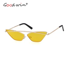 Good Win Fashion Black Red Cat Eye Sunglasses Women Golden Metal Frame Sexy Retro Women Sunglasses Single Beam UV400 Shades stylish golden alloy leg matte black frame sunglasses for women