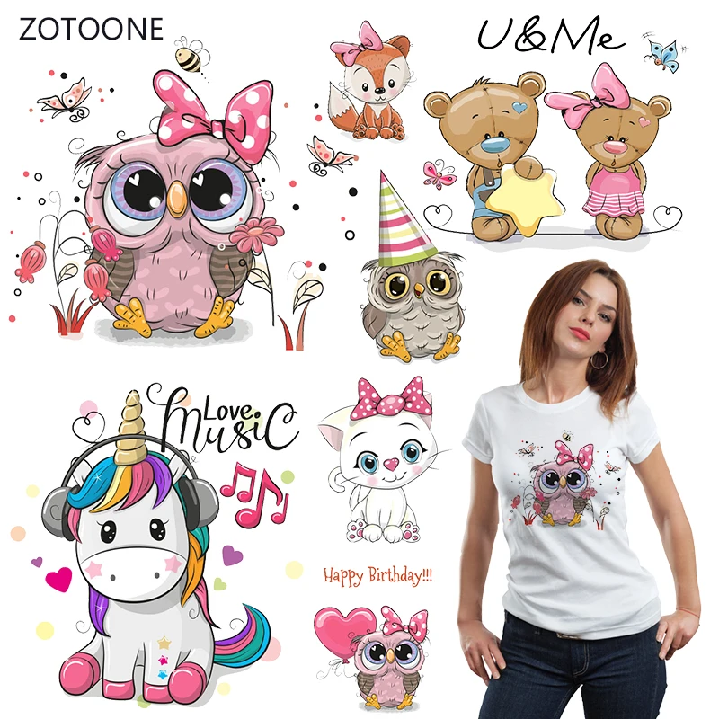 

ZOTOONE Pink Animal Iron on Transfer Patches Stripes on Clothing Diy Patch Heat Transfer for Clothes Decoration Stickers Gift G