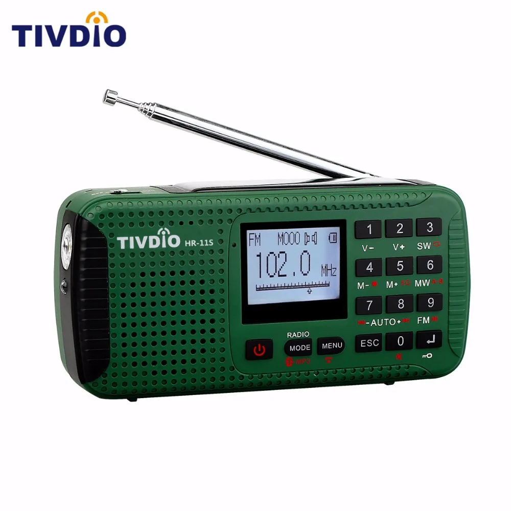 TIVDIO HR-11S Digital Recorder Portable FM/MW/SW Hand Crank Solar Emergency Alert Radio Station Bluetooth Music Player F9208G TIVDIO HR-11S Digital Recorder Portable FM/MW/SW Hand Crank Solar Emergency Alert Radio Station Bluetooth Music Player F9208G