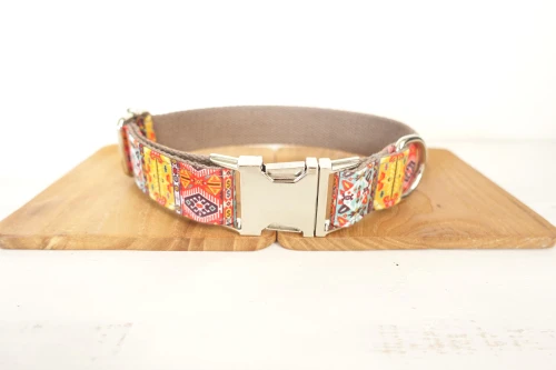 Dog Collar MUTTCO металлическая пряжка большой маленький питомец аксессуар галстук-бабочка серый богемный uique народный стиль ошейник и поводок набор 5 размеров UDC051 - Цвет: Dog Collar