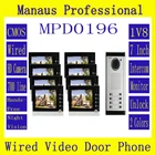 High Quality Smart Home 1V8 Intercom System One to Eight Video Doorbell 7 Inch Display 6 IR Lamps Cable Visible Interphone D196b