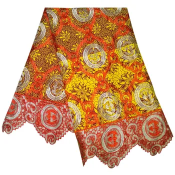 

Amazing embroidery African real print wax lace fabric with cord lace for party dress RRL42(6yards/lot)