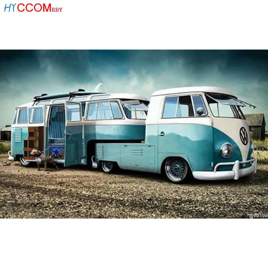 Полный 5D Diy квадратная семейная Алмазная картина мультфильм vw автобус вышивка