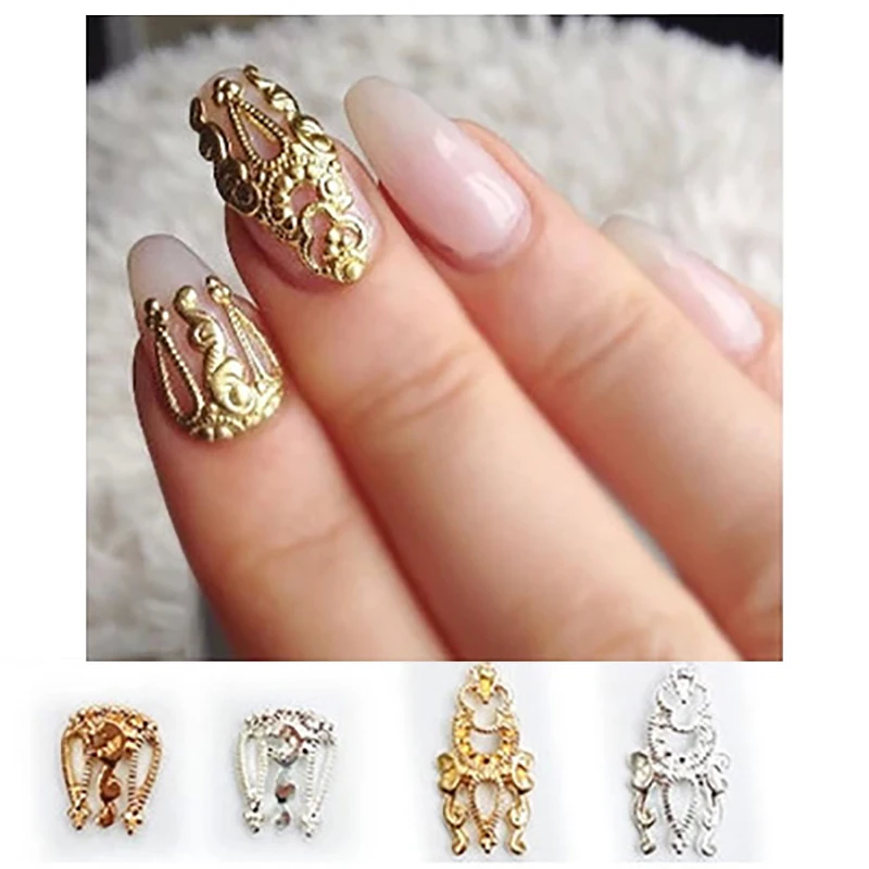 

10pcs 3D Alloy Nailsart Decoration Metal Gold &Silver Nail Jewelry Nail Beauty Accessories Japanese Retro Manicure Charms