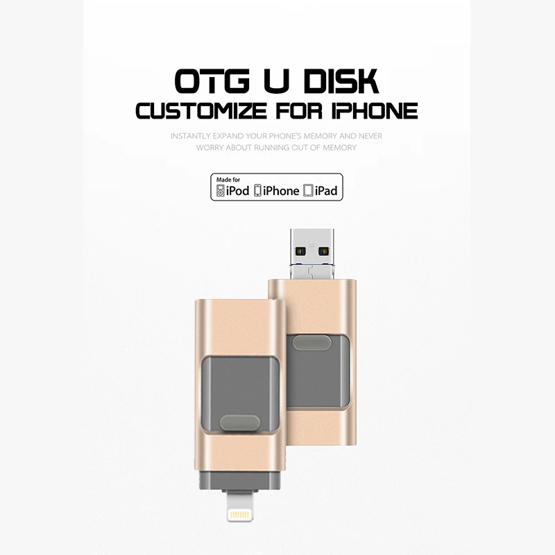3IN1 OTG USB флэш накопитель 64 ГБ Флешка для хранения memory stick iphone X R 8 7 6 S IPad флеш