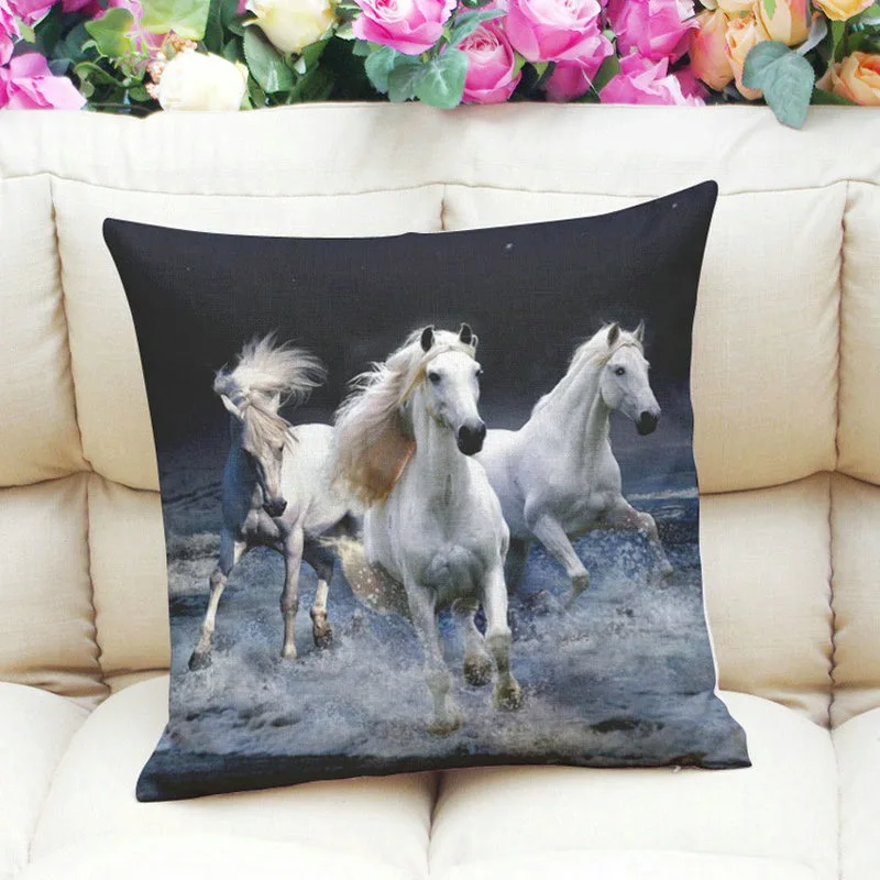 Design No 2 BIgmUm чехол для подушки с чернильным рисунком Бегущих Лошадей льняной чехол для подушки для спальни офиса декоративный чехол на подушки на заказ - Цвет: Design No 2