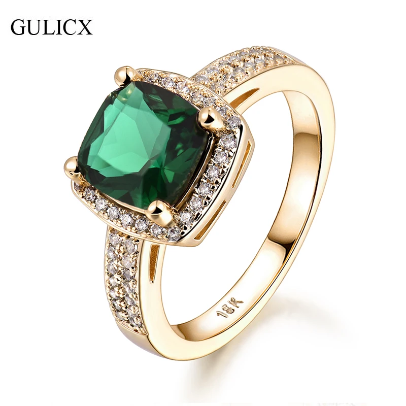 

GULICX Princess-cut Green Crystal with Marquise 58pcs AAA CZ Cubic Zircon Rings for Women Noble Design Ring Anillos Anel