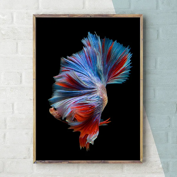 Hand Painted Koi Fish Wall Art Canvas Oil Painting Abstract Animal Posters and Prints Nordic Living Room Wall Pictures Pop Art - Цвет: B