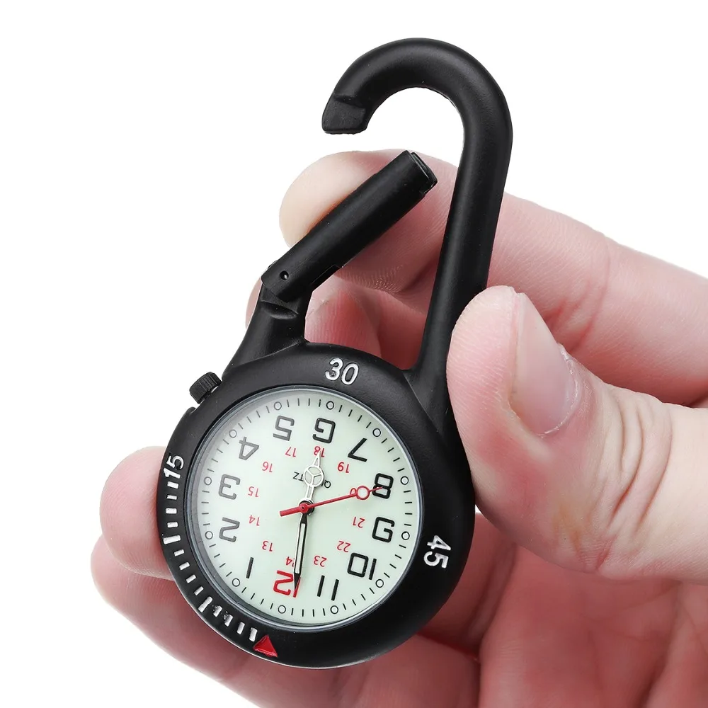 

Portable Outdoor Sport Pocketed Watch Men Women Mini Round Dial Arabic Numbers Nurses Quartz Analog Clip Carabiner Hook Watch