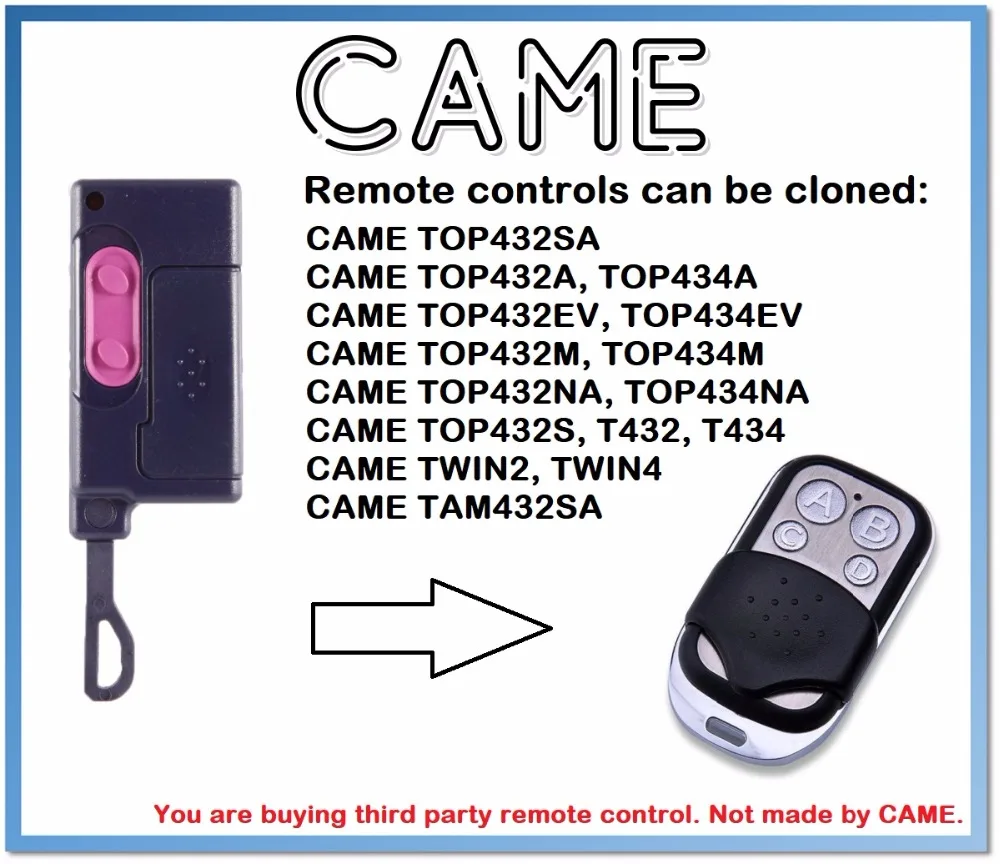

CAME TOP 432S Universal Remote Control Duplicator 4-Channel (only for 433.92mhz fixed code)