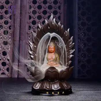 

Porcelain Backflow Incense Burner Home Decor Creative Ceramic Cone Incense Holder Buddhist Censer Temple Supply